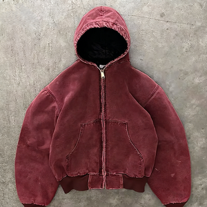 Sweat à capuche utilitaire pour homme en toile, mélange de coton délavé, poche kangourou, capuche réglable, décontracté, streetwear d'extérieur - Product Image 3