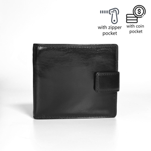 กระเป๋าสตางค์ผู้ชายแบบพับสองตอนสไตล์วินเทจ ยี่ห้อ Castello ทำจากหนังแท้ฟอกฝาด มีช่องใส่ธนบัตรด้านในแบบมีซิป ปิดด้วยกระดุมแป๊ก - Product Image 2