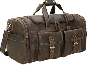 Vintage Comfort Genuine <b>Leather</b> Duffle <b>Bag</b> for Men Women Fashionable Gym Sports Travel <b>Bag</b> with Two Front Pockets Candy Pattern. - Product Image 5