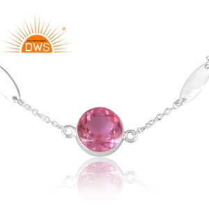 Diseño de tendencia Plata de ley Doublet Kunzite Cuarzo Pulsera de piedras preciosas Fabricación de joyería personalizada - Product Image 4