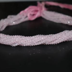 Cuentas Rondelle facetadas de cuarzo rosa natural 3-3,25mm 13 pulgadas hilo cortado a máquina para la fabricación de joyas - Product Image 1