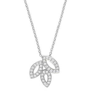 Collier pendentif minimaliste en diamant, argent 925 plaqué rhodium, chaîne maille forçat, forme végétale, usage quotidien, unisexe - Product Image 2