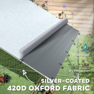 Gallinero Metálico Impermeable con Protección UV, Puerta de Alimentación y Comedero Colgante, Capacidad para 18-24 Gallinas, 9.8 x 19.7 x 6.4, Jaula para Animales - Product Image 4