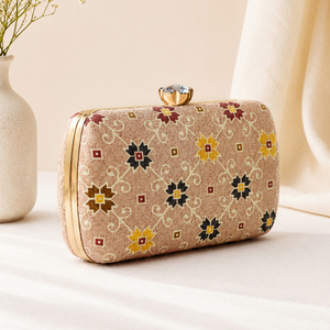 Floral Pattern <b>Clutch</b> <b>Bag</b> Designer Ethnic Handbag <b>for</b> Women <b>Wedding</b> and Festive Wear - Product Image 2