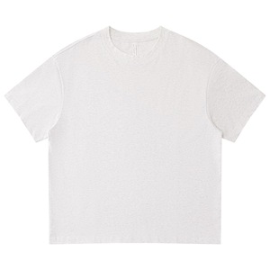 Camiseta Blanca de Cuello Redondo y Manga Corta para Hombre, Logotipo Bordado en la Parte Delantera, Estilo Deportivo, Corte Regular, Informal, Transpirable, 320g, Algodón Oxford - Product Image 2