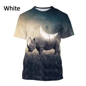 Unique Design 3D Printed Rhinoceros T Shirt For <b>Men</b> Funny <b>Animal</b> Pattern Tees Summer Casual Personality High Quality Custom Logo - Product Image 5