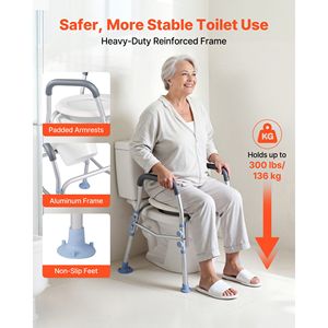 Rialzo per WC Regolabile in Altezza, Capacità di Carico 300 Libbre, Maniglie Allargate, Sedile Rialzato con Braccioli, Attrezzatura di Sicurezza per Bagno - Product Image 4