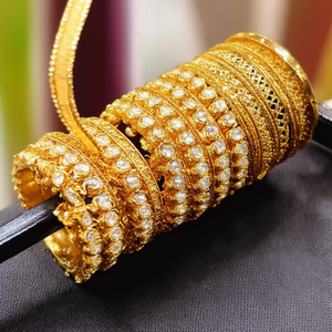 Gold Plated Meenakari <b>Bangles</b> <b>Set</b> with Crystal Stone and Pearl 10575603MH_2.4 Fine Jewelry - Product Image 3