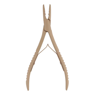 Pince à dépose d'extensions capillaires en acier inoxydable revêtu beige mat, multi-trous, ouvre-anneaux micro-link, outil de déchirure de liens - Product Image 1