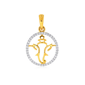 Yellow Gold Diamond Pendant <b>Charm</b> With Round Brilliant Cut Lab Grown Diamonds Classic Style For Women's Everyday Wear - Product Image 1