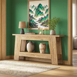 Consolle Rettangolare Extra Lunga 180 cm a 2 Livelli Interamente in Legno per Posto dietro Divano o Poltrona - Product Image 3