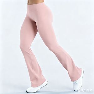 Leggings évasés taille haute pour femmes, longueur intégrale, en tricot doux uni, pantalon de yoga - Product Image 6