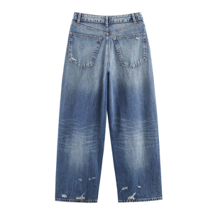 High Quality Men Straight Leg Denim Jeans Vintage Stonewashed Cotton Casual Fashion <b>Pants</b> for Autumn Season - Product Image 2