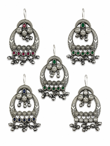 Pendientes de Aro con Diseño de Planta en Plata Oxidada, Estilo Étnico, con Engaste de Bisel, Regalo para Mujer, Venta al por Mayor Directa de Proveedor - Product Image 2