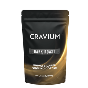Café moulu torréfié foncé 500g Marque privée Café moulu torréfié foncé 500g Marque privée Grains d'Arabica caféinés - Product Image 1