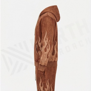 Conjunto de Sudadera con Capucha y Pantalones Deportivos Ligeros, Personalizados, con Efecto Desgastado por el Sol, Lavado Ácido, Bordado 3D, para Hombre, Ropa Deportiva para Gimnasio - Product Image 3