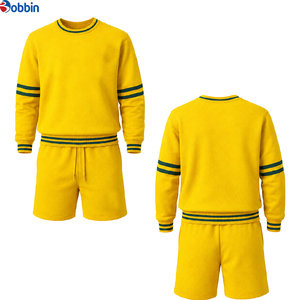 Conjunto de Pantalones Cortos de Punto Rojos de 2 Piezas Estilo Hip Hop, Cuello Redondo, Manga Larga, Color Sólido, Ropa Deportiva Informal Unisex, Transpirable para Primavera/Verano - Product Image 4