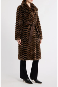 Manteau long décontracté en laine pour femme avec col en fausse fourrure amovible, couleur unie, écologique, personnalisable, vente en gros, luxe, hiver - Product Image 3