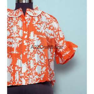 Vestido Mini Casual de Oficina para Mujer, Hecho a Mano con Tela de Punto 100% Algodón, Cuello Redondo, Estampado Floral, Transpirable, Manga Larga - Product Image 2