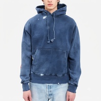 Sweat-shirts en molleton surdimensionnés pour hommes, de haute qualité, personnalisés, vintage, avec fermeture éclair, broderie effet vieilli motif araignée, 100% coton, pour l'hiver