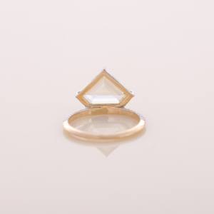 Anillo de compromiso/boda con diamante amarillo de corte pentágono certificado por IGI y banda pavé en oro amarillo/rosa y blanco de 14 quilates - Product Image 6