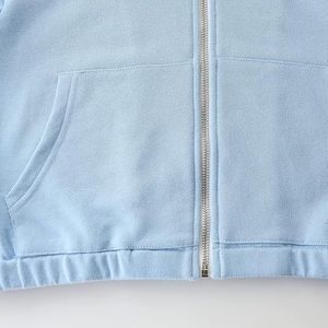Sweat-shirt à capuche court pour femme, couleur unie, manches longues, fermeture éclair, respirant, en coton tricoté - Product Image 5