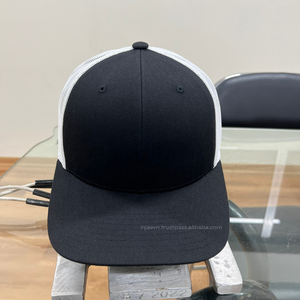 INJAE Blank Structured 6 Panel Trucker Mesh <b>Hat</b> Custom Logo Embroidery Patches OEM Private Label Tag Multi Color Business Cap - Product Image 3