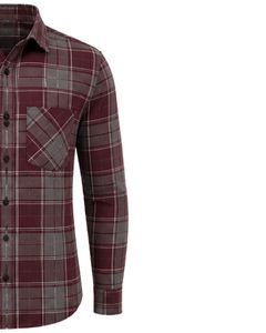 Camisa de Franela a Cuadros Marrón Grisáceo Personalizada para Hombre, Corte Slim Fit, Manga Larga, Botones, Algodón, Estilo Casual - Product Image 5