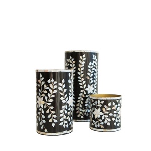 Juego de 3 jarrones con incrustaciones de hueso indio para decoración del hogar a precios MUY baratos del fabricante indio hecho en fábrica - Product Image 1