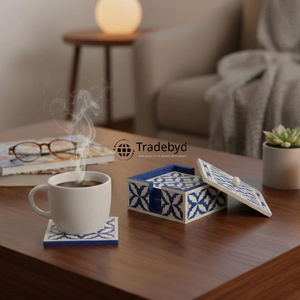 Posavasos Moderno con Incrustaciones de Hueso, Accesorio Decorativo Hecho a Mano para Mesa, Tradebyd - Product Image 1