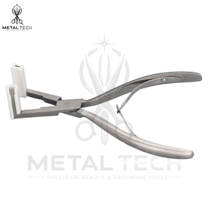 Pince à presser pour extensions capillaires finition satinée, construction robuste en acier inoxydable, mâchoires en silicone blanc, outil de scellage professionnel pour salon - Product Image 2