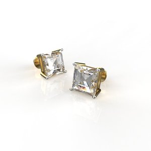 Pendientes de Cristal con Corte Princesa, Chapados en Oro de 18K, Engaste de Bisel, Joyería Geométrica Clásica Unisex - Product Image 3