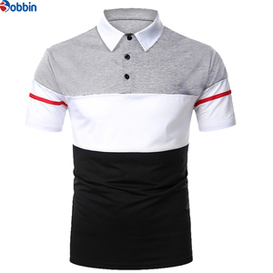 Nouvelle Arrivée Polo Homme Color Block Manches Courtes Tricoté Décontracté Col Rabattu Rayures Blanches, Bleu Marine et Rouges Respirant - Product Image 2