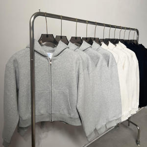 Sudadera con capucha personalizada de corte holgado y cremallera completa, oversize, 500 g/m², con estampado puff personalizado, de algodón grueso para hombre - Product Image 1