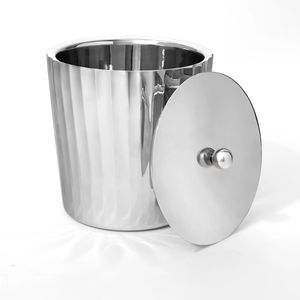 Seau à glace en acier inoxydable avec poignées en anneau pour bar, finition polie, seau à vin et champagne au meilleur prix - Product Image 3