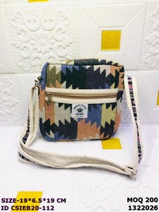 HIMALAYAN HEMP <b>Canvas</b> Cross Body Bag Heart Pattern Zipper Closure Casual Daily Use 19x6.5x19cm Eco-Friendly - Product Image 3