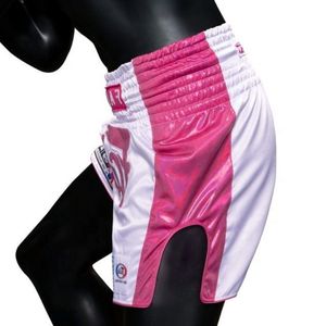 Shorts de Muay Thai Fairtex Hechos a Medida OEM, Calidad Premium, Fabricados con Tela 100% Poliéster en Color Rosa y Blanco para Artes Marciales - Product Image 6