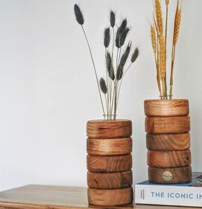 Vase à fleurs en bois de style nordique personnalisable pour une décoration intérieure minimaliste avec un design simple et une finition naturelle douce - Product Image 2