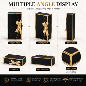 Luxury <b>Black</b> Gift <b>Boxes</b> with Gold Ribbon Premium Rigid Packaging <b>Boxes</b> for Jewelry Cosmetics Watches Wedding Gifts - Product Image 2