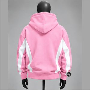 <b>Pink</b> Oversized Hooded <b>Sweatshirt</b> Unisex Regular Sleeves Solid Color Block Design Casual Autumn Wear Knitted Custom Logo Fashion - Product Image 3