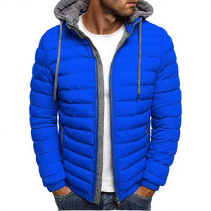 Chaqueta con Capucha para Hombre, Color Sólido, Resistente al Viento, Poliéster, Invierno, Casual, Cierre Frontal con Cremallera, Corte Regular - Product Image 5