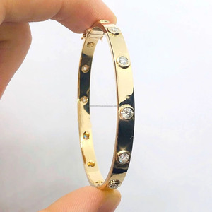 Flush Set <b>Moissanite</b> <b>Bangle</b> Sterling Silver Plated Round Brilliant Cut Daily Wear <b>Bangle</b> for Party & Gift Special Occasions - Product Image 3