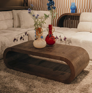 Table basse en bois de manguier massif, forme naturelle moderne, finition brun sablé, faite à la main, écologique, durable, pour la maison, le salon - Product Image 4