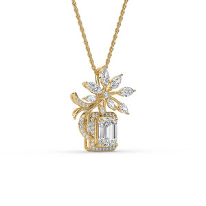 2.22 CARAT Lab Grown Diamond Emerald cut 14K <b>Solid</b> <b>Gold</b> Women's <b>Pendant</b> - Product Image 4