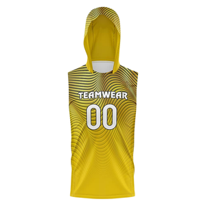 Maillot de football sans manches à capuche pour jeunes garçons 7v7, uniforme d'équipe personnalisé, impression sublimée à lignes ondulées, nom et numéro du joueur - Product Image 1