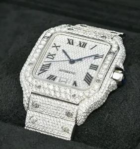 Montre unisexe en acier inoxydable avec mouvement mécanique et diamants Moissanite VVS, idéale pour un cadeau d'anniversaire romantique, style Hip Hop Iced Out - Product Image 3