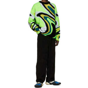 OEM 2026 Custom LOGO OEM & ODM Mohair Jacquard Sweater <b>Men</b> <b>Pullover</b> Long Sleeve Knitted Winter <b>Men</b> Clothes Knit <b>Mens</b> Sweater - Product Image 2