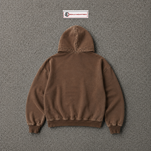 Sudadera con capucha marrón vintage lavada con cremallera, estilo oversize, chaqueta streetwear, sudadera con capucha pesada desgastada, unisex, moda casual - Product Image 6