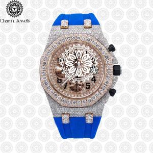 Charm Jewells Reloj de lujo de acero inoxidable para hombre, 40 mm, cronógrafo mecánico analógico, fecha automática, resistente al agua, 10 bar, azul - Product Image 3
