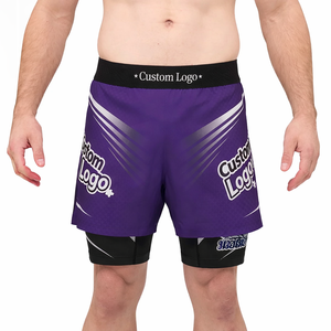 Premium MMA Fight <b>Shorts</b> Dual Layer Compression Breathable Lightweight 100% Polyester Training Gym Fightwear OEM Manufacturer - Product Image 4